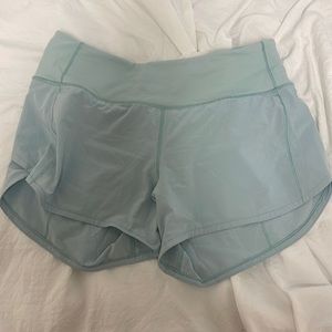 Lululemon 4 inch shorts in a light aquamarine perfect condition